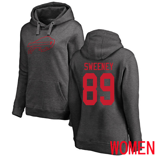 NFL Women Buffalo Bills #89 Tommy Sweeney Ash One Color Pullover Hoodie Sweatshirt->women nfl jersey->Women Jersey